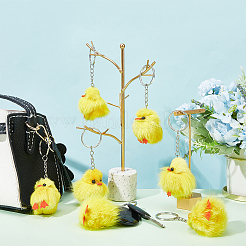 Cute Water Mink Mini Fur Chicken Pendant Bag Keychain&nbsp;KEYC-WH0018-77