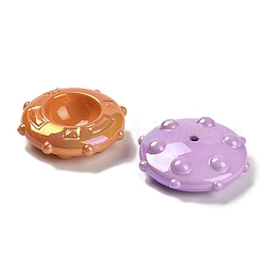 UVメッキ不透明レインボー虹色アクリルビーズ  空飛ぶ円盤  ミックスカラー  32.5x32.5x9.5mm  穴：2.5mm&nbsp;SACR-R001-11A