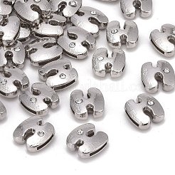 ブレスレット時計バンド作り用の文字スライドチャーム  プラチナメッキ合金クリスタルラインストーンスライドチャーム  カドミウムフリー＆ニッケルフリー＆鉛フリー  文字.h  11~13x9~11.5x4~5mm  穴：7.5~8x1mm&nbsp;ALRI-O012-H-NR