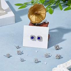 5ペア5スタイルの真鍮スタッドピアス金具  6 クローブランクイヤリングポスト  プラスチック製のピアスキャッチで  混合図形  7.5x5mm  ピン：12mm  1ペア&nbsp;FIND-HS0001-12
