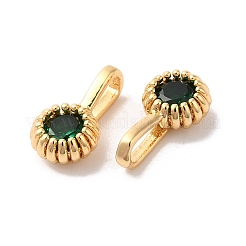 真鍮製、ガラスチャーム付き  花  18KGP本金メッキ  グリーン  11.5x6x3.5mm  穴：2x5mm&nbsp;KK-G465-51G-02