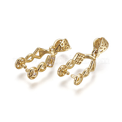 真鍮のアイスピックピンチベイル  キュービックジルコニア付き  透明  ミックスカラー  24.5x6mm  穴：3x5mm  ピン：1.2mm&nbsp;KK-L177-41