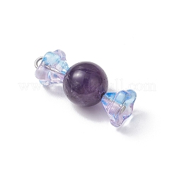 4Pcs 4 Colors Natural Carnelian & Rose Quartz & Amethyst & Green Aventurine & Glass Pendants&nbsp;PALLOY-TA00312