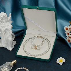 Square Velvet Pearl Necklaces Set Storage Boxes&nbsp;CON-WH0123-07A