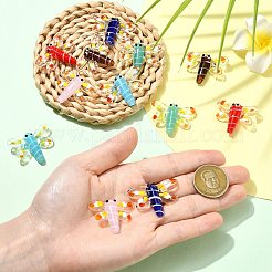 秋のテーマの手作りランプワークビーズ12個6色  トンボ  ミックスカラー  25x35x7mm  穴：1.2mm  2個/カラー&nbsp;LAMP-CJ0002-91