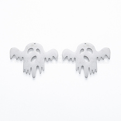 変色しない201ステンレススチールペンダント  ゴースト  ハロウィンスタイル  ステンレス鋼色  23.5x31.5x1mm  穴：1mm&nbsp;STAS-N090-LA917-1