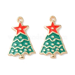 クリスマス合金エナメルペンダント  ゴールドカラー  クリスマスツリー  24.5x15.5x2mm  穴：1.6mm&nbsp;ENAM-D047-17G-06