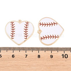 スポーツ合金エナメルペンダント  ハートチャーム  ライトゴールド  ホワイト  21.5x23.5x1.5mm  穴：1.2mm&nbsp;ENAM-C035-01F