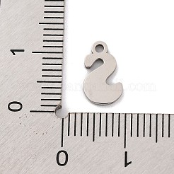 変色しない201ステンレススチールチャーム  レーザー切断  レターチャーム  文字S  10.5x6x1mm  穴：1.2mm&nbsp;STAS-U016-01P-S