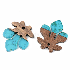 Transparent Resin & Walnut Wood Pendants&nbsp;RESI-S389-051B-B03