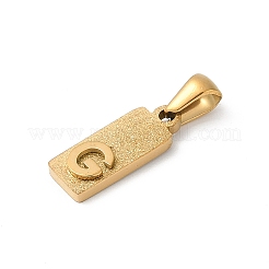304ステンレスペンダント  ゴールドカラー  文字チャーム付きの長方形  文字g  17.5x6.5x3mm  穴：3x6mm&nbsp;STAS-Z120-03G-G
