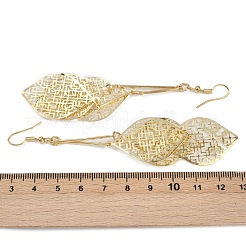 合金ダングルピアス  鉄のピアスフック  ゴールドカラー  葉  95x26mm&nbsp;EJEW-S260-01D-G
