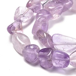 天然ラベンダーアメジストビーズ連売り  タンブルストーン  ナゲット  9~13x9~13x9~13mm  穴：1mm  約35~40個/連  15.7インチ&nbsp;G-P092-39