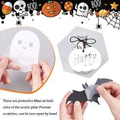 8種類のスタイルのアクリルラベルカード4枚  1バンドルジュートコード付き  ハロウィーンのデコテーション用  カボチャ  ゴースト  バット  ミックスカラー  100x82x2.5mm&nbsp;DIY-OC0008-63