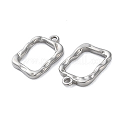 変色しない304ステンレススチールペンダント  長方形のチャーム  ステンレス鋼色  20x13x2mm  穴：1.8mm&nbsp;STAS-G338-12P
