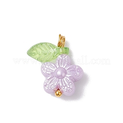 パール調アクリルパーツ  真鍮ボールヘッドピン付き  花  ゴールドカラー  15.5x13.5x5.5mm  穴：1.8mm&nbsp;PALLOY-JF04335-01