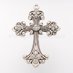 Alloy Rhinestone Cross Big Gothic Pendants&nbsp;ALRI-1475-RS