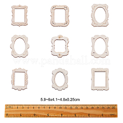 未完成の木片の装飾  DIYクラフト用品  額縁  アンティークホワイト  5.9~6x4.1~4.8x0.25cm&nbsp;WOOD-CJ0001-43