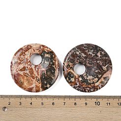 天然ヒョウ肌ジャスパーペンダント  ドーナツ/円盤チャーム  45x5~7mm  穴：10.5mm&nbsp;G-C140-10H