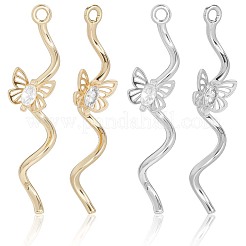 12Pcs 2 Colors Brass Micro Pave Cubic Zirconia Pendants&nbsp;KK-BBC0019-70