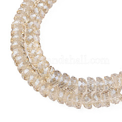 電気メッキ透明ガラスビーズ連売り  多面カット  半円  小麦  9x5mm  穴：1.6mm  約75個/連  16.14インチ（41cm）&nbsp;EGLA-N002-37-F03