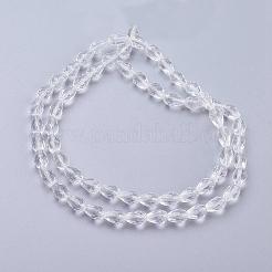ガラスビーズ連売り  多面カット  ドロップ  透明  11x8mm  穴：1mm  約57~59個/連  26.38~26.77インチ&nbsp;GLAA-R024-11x8mm-12