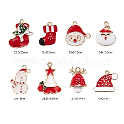 48Pcs 8 Style Christmas Theme Alloy Enamel Pendants&nbsp;ENAM-LS0001-47-RS