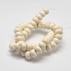 ロンデル天然マグネサイトビーズ連売り  乳白色  12x7mm  穴：1mm  約53個/連  15.7インチ&nbsp;X-G-M138-25