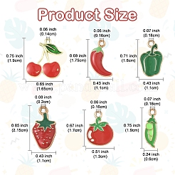 6個6スタイルアロイエナメルペンダント  野菜と果物  ミックスカラー  17~21.5x6~16.5x1.3~3mm  穴：1.4~2mm  1個/スタイル&nbsp;ENAM-YW0005-68