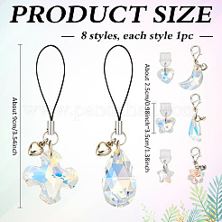 プラスチック製携帯用防塵プラグ＆携帯用ストラップ＆ペンダント装飾セット8個  ガラスと  透明  24~90mm&nbsp;HJEW-MA00029