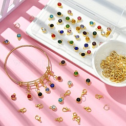 DIY 誕生石チャーム バングル & ペンダント デコレーション 作成キット  ジュエリーセット  ゴールドカラー  10x7x5.3mm  穴：1.6mm&nbsp;DIY-YW0008-95