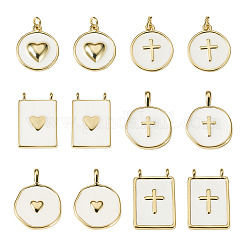 12Pcs 6 Styles Brass Enamel Pendants&nbsp;KK-TA0008-59