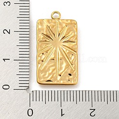 304ステンレスペンダント  スターチャーム付き長方形  ゴールドカラー  26x13.5x2.5mm  穴：2mm&nbsp;STAS-C082-05G