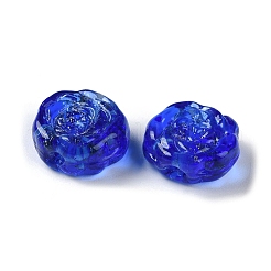 手作りの金砂ランプワーク ビーズ 連  ローズ  ミディアムブルー  15~16x16.5~17x7.5~8mm  穴：1.6mm  約30個/連  18.11''（46センチメートル）&nbsp;LAMP-Z007-06F