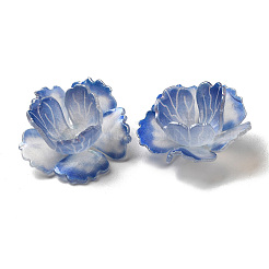 花のアクリルビーズキャップ  DIYのジュエリーには  藤紫色  25~27x11~13mm  穴：1~1.4mm&nbsp;SACR-C002-08B