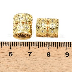 サッカーシーズン 真鍮 マイクロパヴェ キュービックジルコニア ヨーロピアンビーズ  コラム大穴ビーズ  18KGP本金メッキ  10x10.5mm  穴：4.2mm&nbsp;KK-D109-09C-G