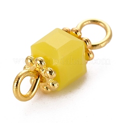 Faceted Cube Transparent Glass Links Connectors&nbsp;PALLOY-JF00468-M
