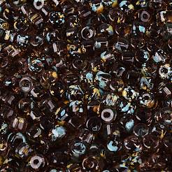 透明な色のピカソガラスビーズ  コラム  ココナッツブラウン  4x3.5mm  穴：0.9~1mm  約3461個/ポンド&nbsp;SEED-Q039-05A-C06