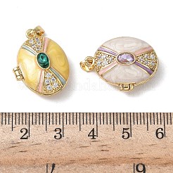 Brass Enamel Locket Pendants&nbsp;KK-F923-01G