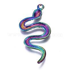 レインボーカラーアロイペンダント  カドミウムフリー＆ニッケルフリー＆鉛フリー  ヘビ  31x16x2.5mm  穴：2mm  5個/セット&nbsp;PALLOY-S180-192-NR