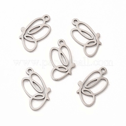 変色しない201ステンレススチールペンダント  中空の蝶のチャーム  ステンレス鋼色  16.5x9.5x1mm  穴：1mm&nbsp;STAS-E188-09P