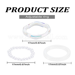 女性用アクリル指輪1セット  ホワイト  3~5.5mm  米国サイズ6(16.5mm~18.1mm)&nbsp;RJEW-LP0008-18A