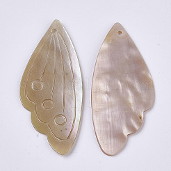 淡水シェルビッグサイズペンダントトップ  ウイング  64~66x28~29.5x1.5mm  穴：2mm&nbsp;X-SHEL-T016-06