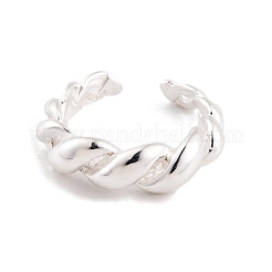 925 Sterling Silver Twist Cuff Open Rings for Women Men&nbsp;RJEW-P105-02S