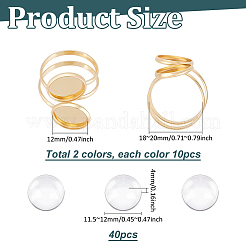 DIYブランクドーム201ステンレス製指輪製作キット  ゴールデン·ステンレス鋼色  トレイ：12mm  内径：18~20mm&nbsp;DIY-PH0028-69