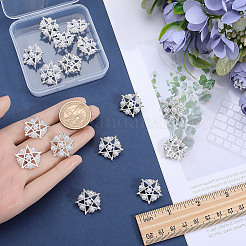 合金ラインストーンシャンクボタン16個  プラスチック模造パールと  花と星  銀  20.5x21.5x9mm  穴：2.5mm&nbsp;BUTT-GF0003-69