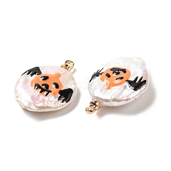 Baroque Style Natural Keshi Pearl Pendants with Enamel&nbsp;PEAR-G013-02F