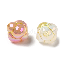 不透明なメッキアクリルビーズ  ゴールドライン入り  ミックスカラー  13x13x12.5mm  穴：2.5mm&nbsp;MACR-D025-14