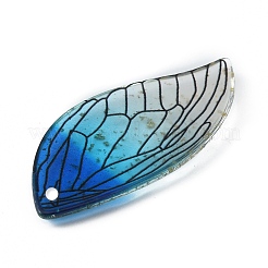 エポキシ樹脂ペンダント  金箔  蝶の羽のチャーム  ドジャーブルー  49.5x22x3mm&nbsp;FIND-TAC0016-10D-01