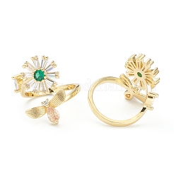 Brass Micro Pave Cubic Zirconia Cuff Rings&nbsp;ZIRC-M117-01G